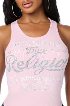 CRYSTAL LOGO RIBBED TANK TOP
