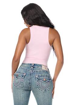 CRYSTAL LOGO RIBBED TANK TOP