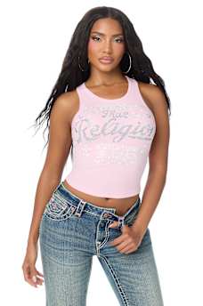 CRYSTAL LOGO RIBBED TANK TOP