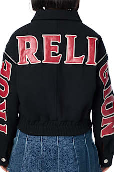 EMBROIDERED WOOL MOTO JACKET