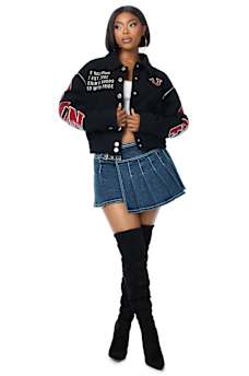 EMBROIDERED WOOL MOTO JACKET