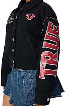 EMBROIDERED WOOL MOTO JACKET