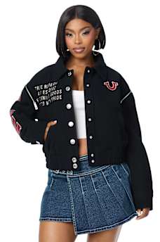 EMBROIDERED WOOL MOTO JACKET