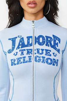 CRYSTAL J'ADORE TERRY ZIP-UP JACKET, image 3