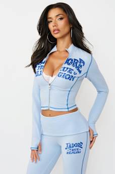 CRYSTAL J'ADORE TERRY ZIP-UP JACKET, image 6