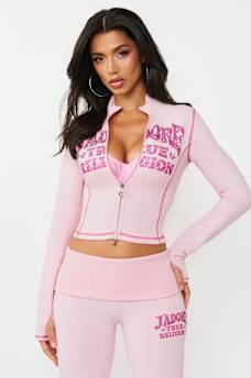 CRYSTAL J'ADORE TERRY ZIP-UP JACKET, image 5