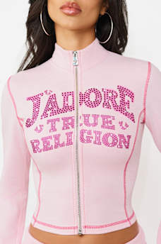 CRYSTAL J'ADORE TERRY ZIP-UP JACKET