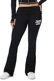 PANTALON COUPE BOTTILLON &Agrave; TAILLE &Agrave; REVERS ET LOGO &laquo;&nbsp;J&rsquo;ADORE&nbsp;&raquo; EN CRISTAUX