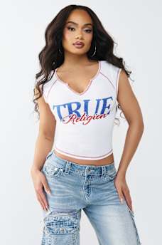 CRYSTAL RIBBED NOTCHED BABY TEE, image 2