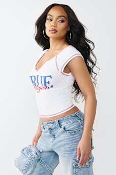 CRYSTAL RIBBED NOTCHED BABY TEE, image 4