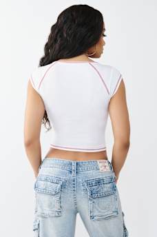 CRYSTAL RIBBED NOTCHED BABY TEE, image 5