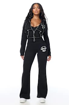 CRYSTAL MID RISE BIG T BOOTCUT SWEATPANT