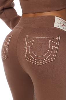 CRYSTAL MID RISE BIG T BOOTCUT SWEATPANT