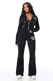 BIG T CRYSTAL HORSESHOE SHRUNKEN ZIP HOODIE