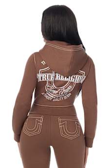 BIG T CRYSTAL HORSESHOE SHRUNKEN ZIP HOODIE