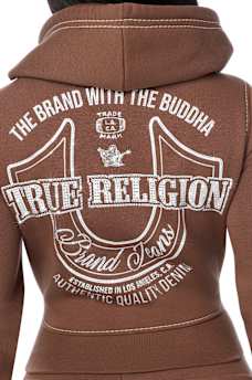 BIG T CRYSTAL HORSESHOE SHRUNKEN ZIP HOODIE