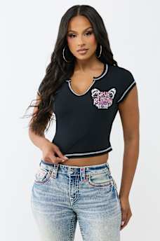 CRYSTAL WING NOTCH BABY TEE, image 2