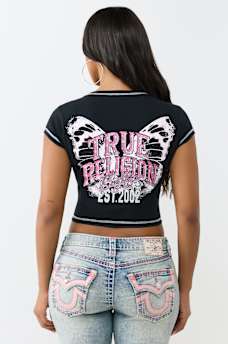 CRYSTAL WING NOTCH BABY TEE, image 5
