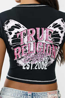 CRYSTAL WING NOTCH BABY TEE, image 1