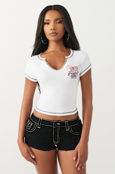 CRYSTAL WING NOTCH BABY TEE, image 3