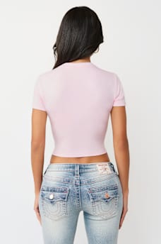 CRYSTAL COWGIRL CREWNECK BABY TEE, image 5