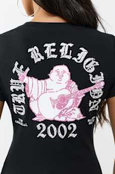 CRYSTAL LOW PLUNGE V-NECK TEE, image 1