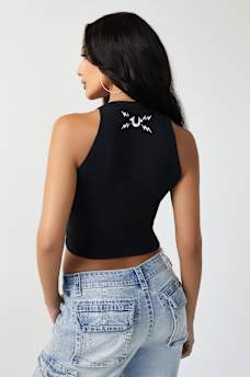 ROCK BUDDHA NOTCH HALTER TANK TOP, image 6