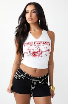 ROCK BUDDHA NOTCH HALTER TANK TOP, image 2