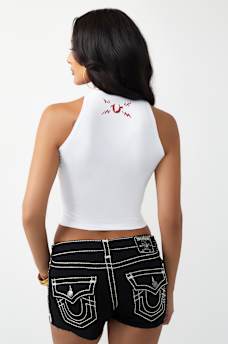 ROCK BUDDHA NOTCH HALTER TANK TOP, image 6