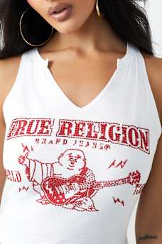 ROCK BUDDHA NOTCH HALTER TANK TOP, image 1