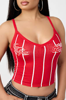 SPORTY STRIPED V-NECK TANK TOP, image 1