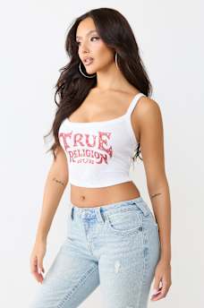 BUDDHA SCOOP NECK RIBBED TANK TOP