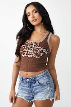 LACE-UP RACERBACK TANK TOP, image 2