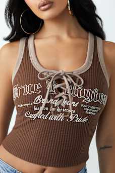 LACE-UP RACERBACK TANK TOP, image 1