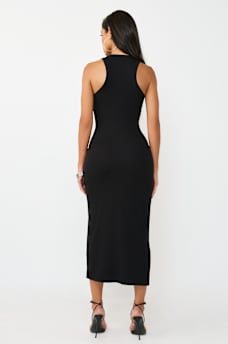 RUCHED RIBBED MIDI DRESS, image 6
