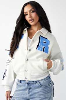 BLOUSON UNIVERSITAIRE STYLE AVIATEUR SURDIMENSIONN&Eacute;