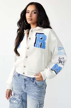 BLOUSON UNIVERSITAIRE STYLE AVIATEUR SURDIMENSIONN&Eacute;