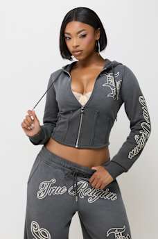 WASHED CORSET ZIP HOODIE