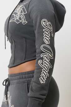 WASHED CORSET ZIP HOODIE
