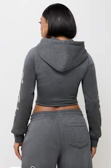 WASHED CORSET ZIP HOODIE