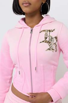 WASHED CORSET ZIP HOODIE