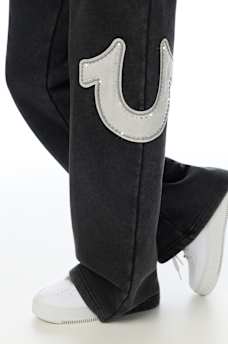APPLIQU&Eacute; WASHED LOW RISE STRAIGHT LEG SWEATPANT