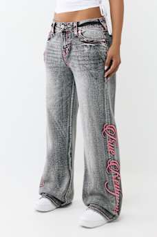 BOBBI MID RISE  BIG T SCRIPT FLAP BAGGY JEAN, image 2