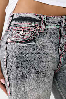 BOBBI MID RISE  BIG T SCRIPT FLAP BAGGY JEAN, image 6