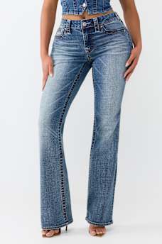 BECCA MID RISE BIG T BOOTCUT JEAN