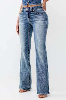 BECCA MID RISE BIG T BOOTCUT JEAN