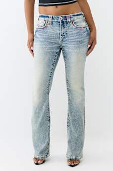 BECCA MID RISE SUPER T APPLIQU&Eacute; FLAP BOOTCUT JEAN, image 2