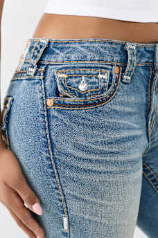 BILLIE MID RISE SUPER T APPLIQU&Eacute; FLAP STRAIGHT JEAN, image 6
