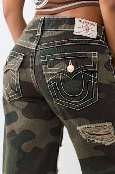JEAN AMPLE MI-TAILLE CAMOUFLAGE ASPECT US&Eacute; BOBBI