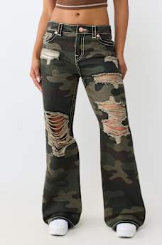 JEAN AMPLE MI-TAILLE CAMOUFLAGE ASPECT US&Eacute; BOBBI